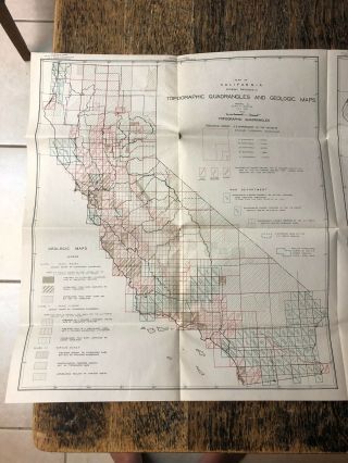 1944 CALIFORNIA TOPOGRAPHIC & GEOLOGIC MAP W/ DISTRIBUTION OF MINERAL DEPOSITS 2