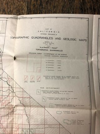 1944 CALIFORNIA TOPOGRAPHIC & GEOLOGIC MAP W/ DISTRIBUTION OF MINERAL DEPOSITS 4