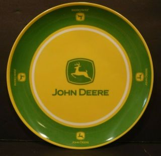 John Deere Running Deere Yellow & Green Plastic Melamine Ware Plates 8 " Diameter