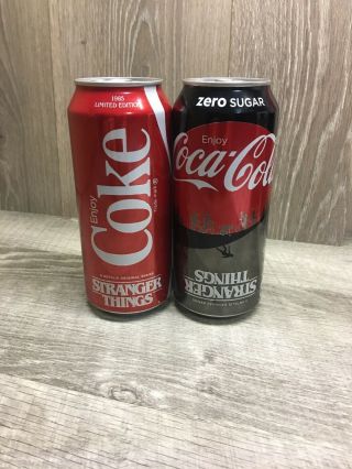 Stranger Things Coca - Cola & Coke Zero 1985 Limited Edition Cans 16oz