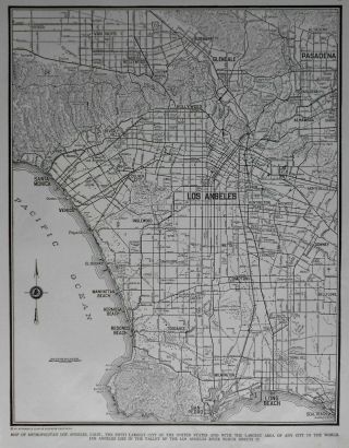 Vintage 1939 World War Wwii Era Atlas City Map Los Angeles California Ca La