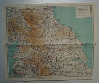 1939 Vintage Bartholomew Touring Map Of Yorkshire