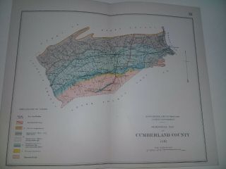 " Geological Map Of Cumberland County ",  Pa 1881