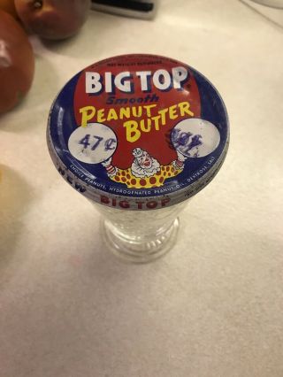 Vintage Old Big Top Peanut Butter Glass Jar With Lid