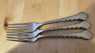 3 Antique,  Vintage Collectible Forks,  7.  25 " Oneida Community Stainless -