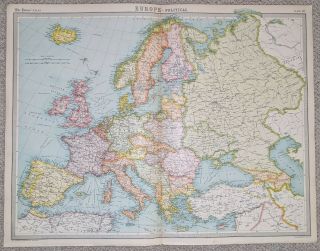 Times Atlas (j G Bartholomew) Vintage Map – 1922 – Plate 10 – Europe – Political