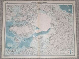Times Atlas (j G Bartholomew) Vintage Map – 1922 – Plate 8 – North Polar Regions