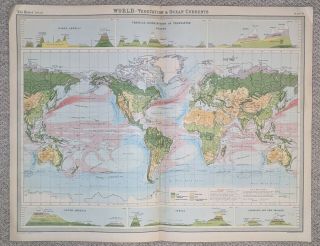 Times Atlas (j G Bartholomew) Vintage Map 1922 – Plate 4 – World Veg.  & Currents