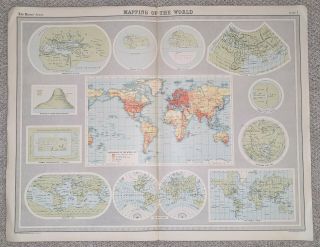 The Times Atlas (j G Bartholomew) Vintage Map – 1922 – Plate 1 – World Map