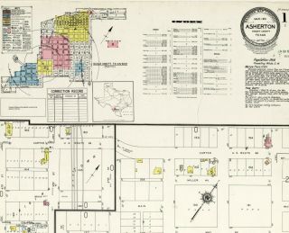 Asherton,  Texas Sanborn Map© Sheets With 4 Maps Made In 1951