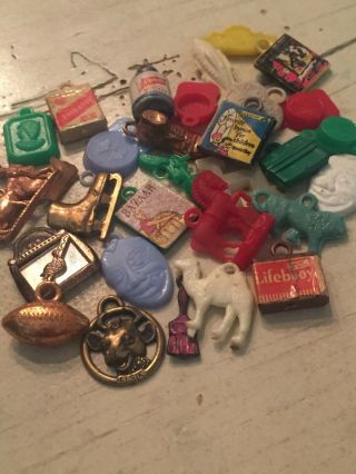Small Box Of Vintage Misc.  Plastic,  Prize Charms