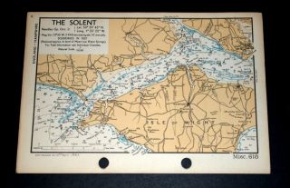 The Solent & Isle Of Wight - Rare Vintage Ww2 Naval/military Map 1943