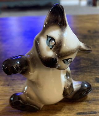 Vintage Kreiss Playful Siamese Cat Salt And Pepper Shakers With Rhinestone Embel 2