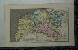 1808 Antique Hand Coloured Capper Map Of Cumberland