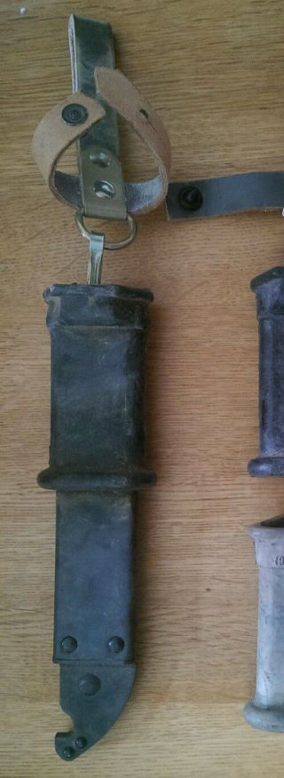 East German/ddr/nva Mpi Scabbard Rubber Insulator Grip & Grey Leather Frog Strap