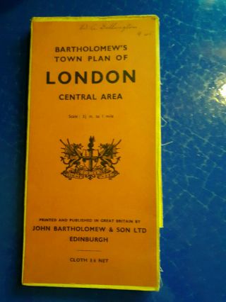 Vintage Bartholomews Town Plan London Central Area