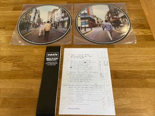 Oasis 2 X Vinyl Picture Disc Lp Set Morning Glory With Wonderwall Lyrics Sheet