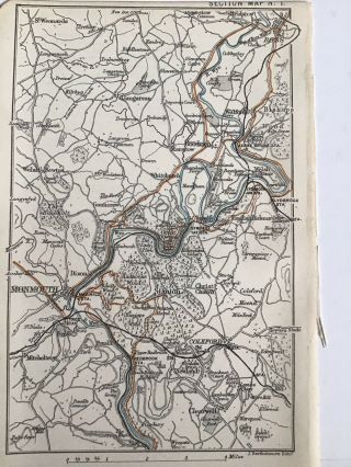 1888 Antique County Map Wales Bartholomew,  Monmouth Ross River Wye