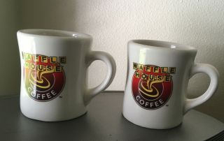 Set 2 Vintage Tuxton Rounded Waffle House Coffee Cup Mug Heavy Stoneware
