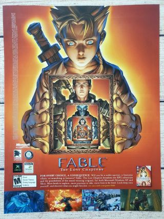 Fable The Lost Chapters Microsoft Xbox Pc Game 2005 Promotional Ad Print Poster