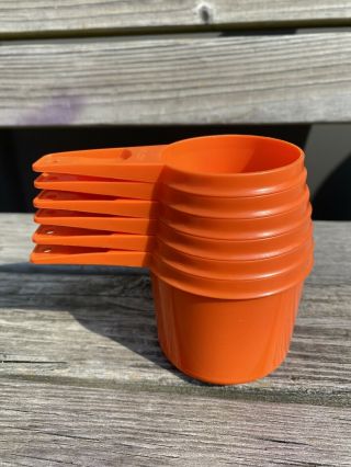 Vintage Tupperware Measuring Cups Orange Set Of 6