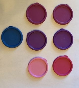 Tupperware Seals Set Of 7 Replacement Lids For Snack Cup / G Tumbler 4922 Euc