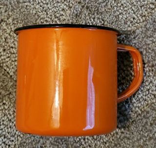 Vintage Rustic Flame Orange Enamelware Enamel Mug Cup Camping Ware