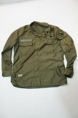 U.  S Vietnam War Era Od Green Army Aviation Crew Shirt Date 1971 Size Small