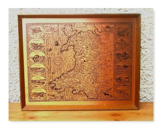 Vintage Coppercraft Copper Etchings The Description Of Wales (map Of Wales)
