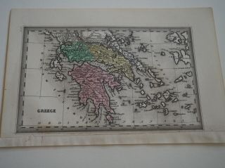 Antique Map " Greece " Hand Colored