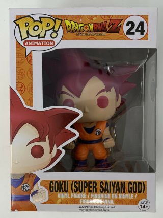 Funko Pop Animation 24 Saiyan God Goku Dragon Ball Z W/soft Protector
