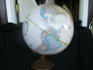 Vintage Replogle 12 Inch World Classic Series Globe Raised Relief Map Metal Base