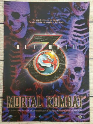 Ultimate Mortal Kombat 3 Playstation 1 Ps1 Genesis Sega Saturn Promo Ad Poster