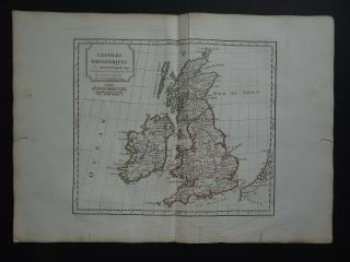 1795 Robert De Vaugondy Atlas Map British Isles - Isles Britanniques - England
