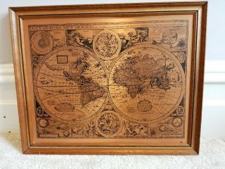 Vintage Coppercraft Copper Etching Map - The Generall Description Of The World