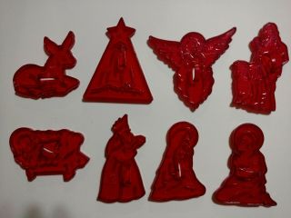 Vintage Hrm Red Cookie Cutters Nativity Scene Set Of 8 (set 2)