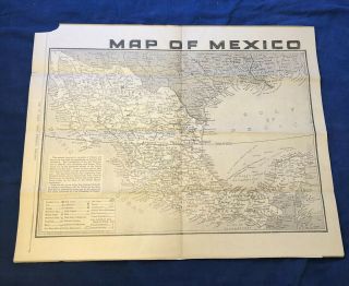 Antique Map Of Mexico - Boston Sunday Post,  June 25,  1916