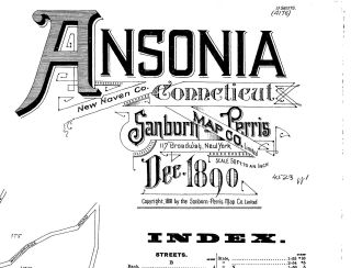 Ansonia,  Connecticut Sanborn Map© Sheets Made In 1890 With 13 Maps On Cd
