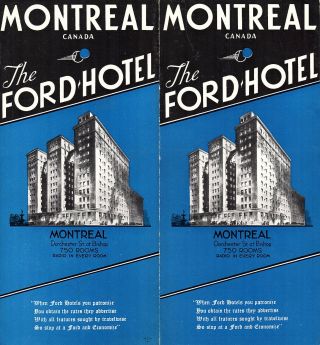 Ford Hotel Montreal Canada Vintage 1930 