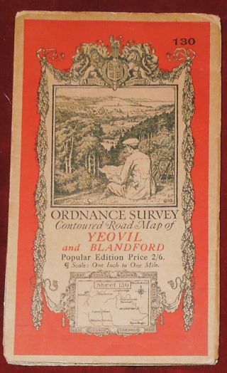 Ordnance Survey 1 " Linen Backed Popular Edition Map Of Yeovil & Blandford - 130