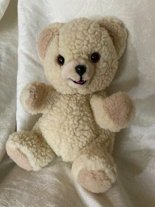 1986 Russ Berrie Snuggle Fabric Softener Cream Bear Plush Hand Puppet 10 "