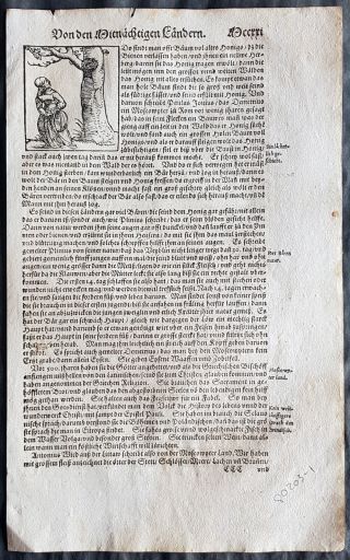 1574 Sebastian Munster Antique Print Bee Keeper & Worship Sun & Moon Scandinavia