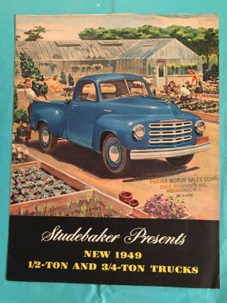 1949 Studebaker " 1/2 Ton & 3/4 Ton Trucks " Truck Dealer Showroom Sales Brochure