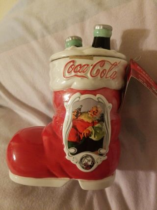 Coca - Cola 75th Anniversary Santa Boot Cookie Jar