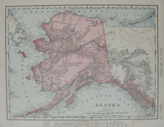 1895 Map Alaska Sitka Capital Yukon River Klondike Region Weare Indians