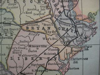 1902 Crowell Map GEORGIA Railroads Savannah Atlanta Columbus Augusta 3