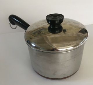 Vintage Revere Ware - 85 2 Qt Copper Bottom Sauce Pot Made In The Usa.