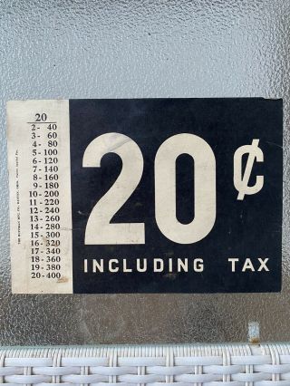 Vintage Visible Gas Pump Price Sign Card Cardboard Double - Sided