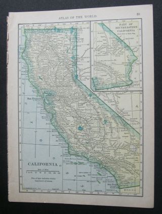 1909 Antique Hammond Map Of California & Nevada