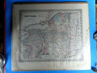 1855 J H Colton & Co.  Map Of York / Niagara Falls / York City